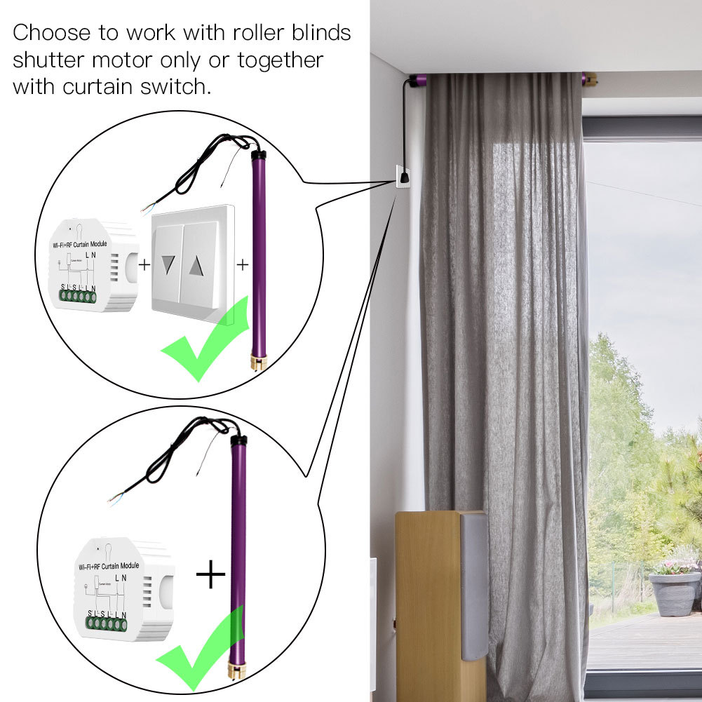 Moteur De Rideau Électrique WiFi Mewmewcat - Commande Vocale Et App, Batterie 4000mAh, Compatible Alexa