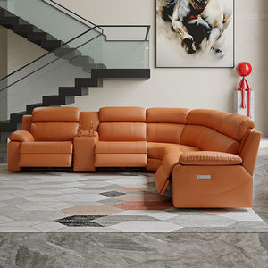 Ensemble de canapés inclinables modulaires en cuir personnalisés de luxe sièges de cinéma maison confortables meubles d'angle de salon modernes en bois - Product Image 1