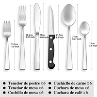 Ensemble de couverts brillant, moderne et classique, en acier inoxydable 18/10 argenté et doré, 24/36/48 pièces, couteaux à steak, passe au lave-vaisselle, finition miroir