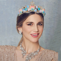 Accessoire de cheveux en quartz transparent électroplaqué, motif écaille de poisson, coquille, étoile de mer, style baroque, couronne de princesse, pour banquet, modèle export