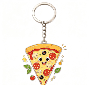 Pizza Slice Metal Key Chain Enamel <b>Keyring</b> Cartoon Food Bag <b>Charm</b> Gift Souvenir - Product Image 4