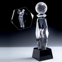 Trophée de balle de golf en cristal gravé sur mesure