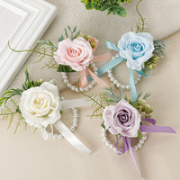 Ensemble de fleurs artificielles pour poignet de mariée, en soie et plastique, avec têtes de roses préservées, pour bouquet de mariée et décoration florale