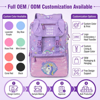 Mochila Escolar Infantil con Estampado de Unicornio OEM, con Lentejuelas, Logotipo Personalizado, Diseño de Arcoíris y Dibujos Animados