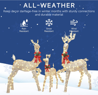 Ensemble de 3 grands cerfs de Noël pré-éclairés à LED, imperméables, pour décoration extérieure de jardin, 60 pouces, décorations lumineuses de Noël