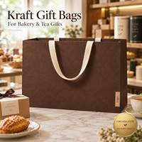Sacs de courses en kraft brun de qualité supérieure avec poignées en ruban, conçus pour l'emballage de gros volumes de café et de thé en détail