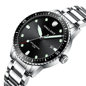 Relojes GALLANT para hombre, pulsera de acero inoxidable sólido, fecha automática, índices Super-LumiNova, marcadores de hora, bisel giratorio, relojes de pulsera - Product Image 3
