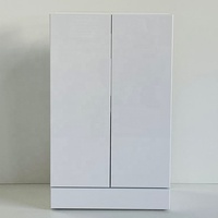 Meuble-lavabo de salle de bain PTB moderne, à poser au sol, blanc brillant, deux portes