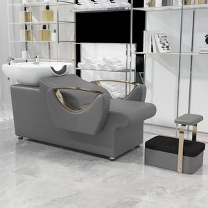 K Professional Beauty Hair Salon Furniture Fashion Luxury High-<b>end</b> Hair Washing <b>Bed</b> Ceramic Basin Classic Hair Washing Chair - Product Image 2