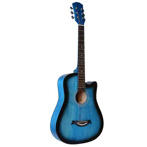 Groothandel sunburst muziekinstrumenten-2020 Hot Selling Retro Blauwe Kleur Professionele Muziekinstrumenten 38 Inch Akoestische Gitaar