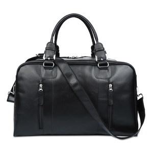 Logotipo personalizado impermeable negro de cuero genuino, bolsa de cuero Real bolsa de viaje de fin de semana - Product Image 1
