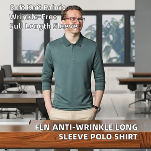 Camisas de Cuello para Hombre, de Alta Calidad, Diseño Personalizado, Tejido Sólido Antiarrugas, Estampadas, de Algodón y Elastano, Casuales, de Manga Larga - Product Image 2