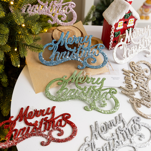 Christmas Letter Card Christmas Happy Pendant with <b>Glitter</b> Christmas Tree Decorations in a Variety of Colors to Choose From. - Product Image 3