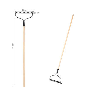 Râteau de jardin ergonomique à long manche, léger mais robuste, à 14 dents, pour un nettoyage de jardin sans douleur, entretien efficace des pelouses et des terres agricoles - Product Image 1