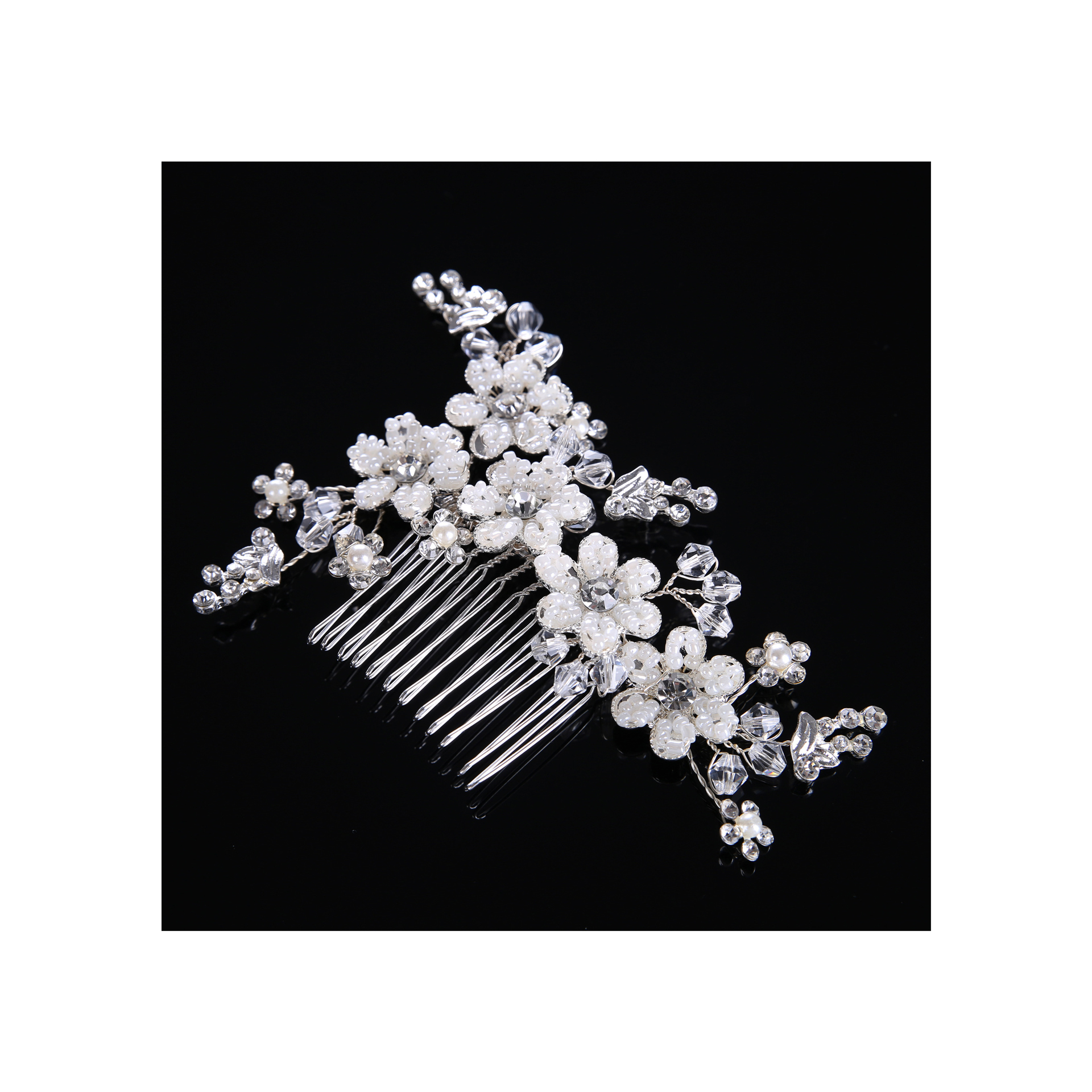 Модные свадебные украшения для волос Meiduo с цветами, женские головные уборы с жемчугом и кристаллами, гребни для невесты