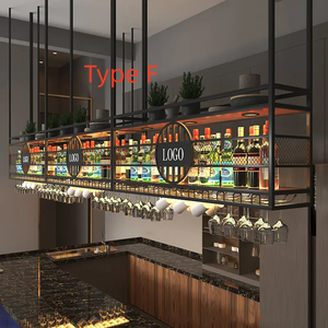 Customized Metal Wine <strong>Rack</strong> Bar Counter Top &amp; Ceiling Hanging Storage <strong>Racks</strong> for Restaurants Bar Furniture Wine Glass Storage - Product Image 6