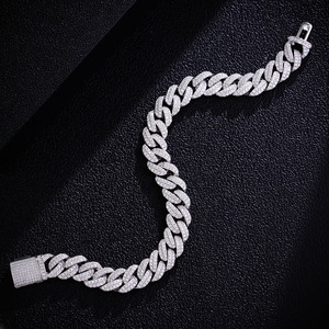 Miami Cuba Liên Kết Chuỗi Vòng Đeo Tay VVS D Màu 10Mm Bạc Vàng Mạ Hip Hop Moissanite Cuba Chuỗi Cho Nam Giới Phụ Nữ - Product Image 5