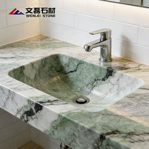 Loseta de Mármol Verde Esmeralda al por Mayor con Vetas Negras, Piedra Natural para Baño, Fondo de TV, Mesa de Comedor - Product Image 3