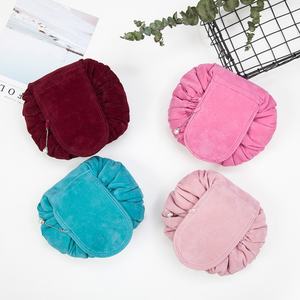 Factory Wholesale Portable Lazy Travel Cosmetic <b>Bag</b> Customized <b>Velvet</b> Fabric Drawstring Magic Makeup <b>Bags</b> - Product Image 2