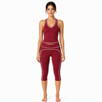 Leggings Capri de Yoga Taille Haute pour Femme, Longueur Mi-Mollet, Effet Ventre Plat, Passepoil Blanc 3D, Logo Personnalisé, Sans Couture, Color Block, Spandex/Nylon