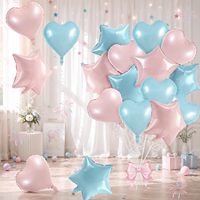 Ensemble de ballons en feuille en forme de cœur et d'étoile multicolores pour anniversaire, bleu, violet, rose, vert, rouge, marron, crème, pour garçons, filles, baby shower, décoration de fête