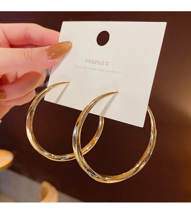 2022 Trendy Jewelry 18k Real Gold Plated Chunky Big Circle Dangle Hoop Earrings Fancy S925 Sterling Silver Round Vintage Earring