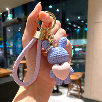 Gantungan Kunci Kelinci Resin 3D Imut dengan Lonceng untuk Hadiah Pasangan Wanita dan Gadis