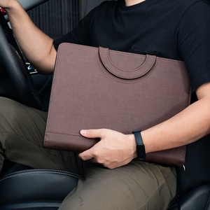 Couro luxuoso do organizador do documento do portfólio com logotipo da empresa, Padfolios zippered do portfólio com pasta do anel e punho magnético - Product Image 3