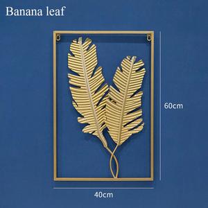 Décoration Murale en Métal Doré Rectangulaire pour Salon, Art Mural en Métal à 3 Panneaux Motif <span class=keywords><strong>Feuille</strong></span> - Product Image 6