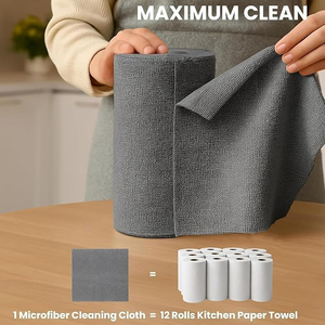 Rouleau de chiffons de nettoyage en microfibre jetables avec logo personnalisé, approvisionnement en gros OEM, rouleau d'essuie-tout absorbant détachable pour cuisine - Product Image 2