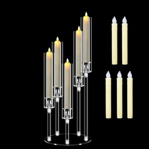 Masa kristal için 5 Arms akrilik dekoratif şamdan LED mumlar ile düğün için mumluk parti dekor şamdanlar tutucu - Product Image 1