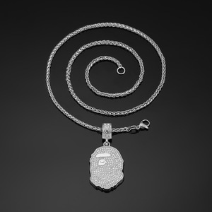 Collier pendentif tête de singe en zircon complet, nouveau design, vente en gros, bijoux pour hommes style hip-hop, accessoires de scène quotidiens, approvisionnement en vrac - Product Image 6