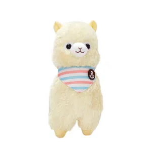 Bella Beige Alpaca con un bavaglino alpaca farcito animale di peluche giocattoli llama