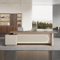 Bureau de direction en bois, mobilier de bureau modulaire pour la maison, bureau de direction au design moderne, plateau de table gris, ensemble bureau et chaise de bureau