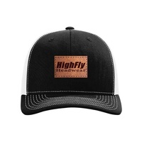 Casquette Trucker Snapback Personnalisée avec Logo, Style 112&6606, 6 Panneaux, en Sergé et Maille, avec Patch en Cuir et Broderie de Lettres, Unisexe, pour la Pêche