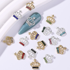 Breloques pour ongles en alliage argent-or, couronnes 3D, strass, décorations métalliques pour manucure de luxe - Product Image 1