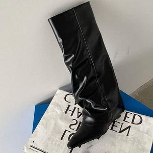 Bottines pour femmes à bout pointu avec fermeture éclair, talon bas de 7 cm, nouvelle mode, matière douce, pour l'automne - Product Image 2