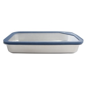 Boîte alimentaire rectangulaire en acier inoxydable avec couvercle transparent, compartiment unique, boîte à lunch - Product Image 1