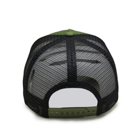 Casquette de camionneur en velours personnalisée avec logo, en coton, à visière camouflage, 5 panneaux, avec applique brodée et filet