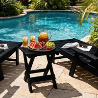 Table pliante compacte noire avec plateau à lattes, résistante aux intempéries, en bois HIPS, portable pour balcon, camping, plage, bar