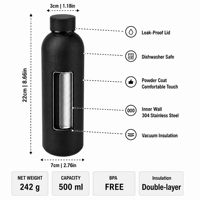 Botol Minum Tumbler 500ml Stainless Steel Double dengan Tutup, Mug Terisolasi Portabel Custom, Termos Lucu untuk Olahraga