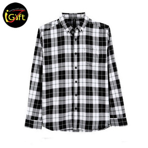 Camisa personalizable de franela de manga larga con forro polar para hombre, botón, patrón de rayas, ajuste Regular, antiarrugas, transpirable para - Product Image 1