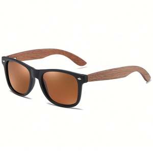 Lunettes de soleil en bois naturel faites à la main avec logo personnalisé 2025, monture carrée en bois, polarisées, en bambou, pour hommes et femmes - Product Image 6