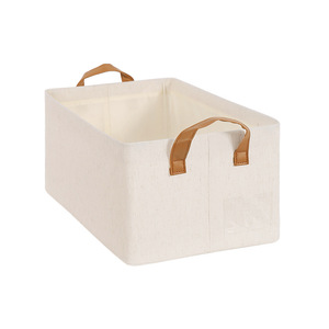 Cotton Linen <b>Storage</b> Box Rectangle Double Layered Custard Color Clothes Organizer Wardrobe <b>Drawer</b> Foldable <b>Stackable</b> - Product Image 5