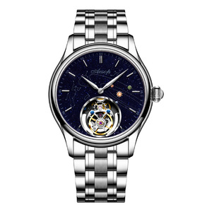 Montre mécanique de luxe pour homme avec tourbillon en or |   Montre à remontage manuel en acier inoxydable - Product Image 3
