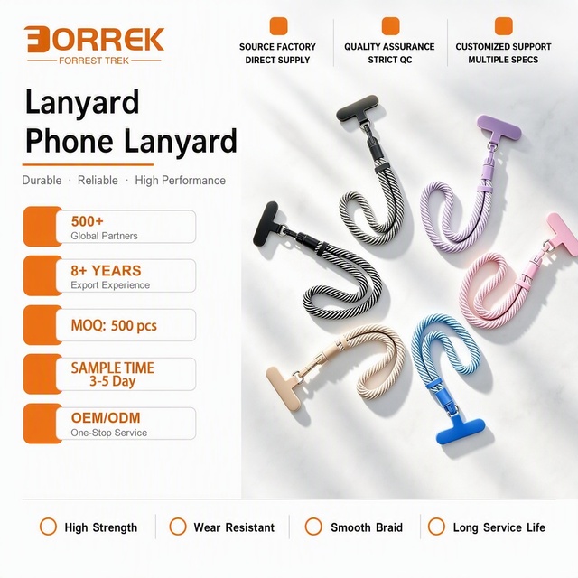 Adjustable Phone Wrist Strap Lanyard Self-Locking Braided Nylon Bulk Anti-Drop Tether Tab Multi-Color OEM