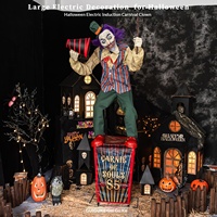 Décoration de fête foraine pour parc à thème, clown géant d'Halloween, électrique, à détection de mouvement, effets sonores, éclairage, utilisation en intérieur