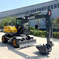 Excavatrice sur roues hydraulique en Chine avec godet standard et différents accessoires, pelle sur roues pour travaux de construction à vendre