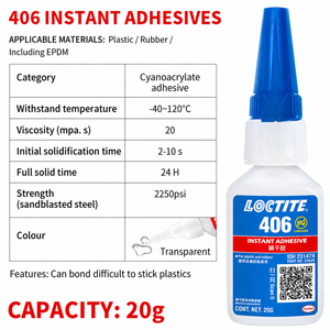Adhesivo Instantáneo Original LOCTITE 401 406 460 495 496 403, Pegamento Industrial <span class=keywords><strong>de</strong></span> <span class=keywords><strong>Cianoacrilato</strong></span> para Metal, Plástico, Goma y Materiales Porosos - Product Image 2