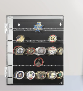Vitrine moderne en acrylique pour pièces de monnaie avec 5 étagères transparentes et porte magnétique, conception personnalisée en usine pour médailles, jetons de <span class=keywords><strong>poker</strong></span>, épingles - Product Image 3